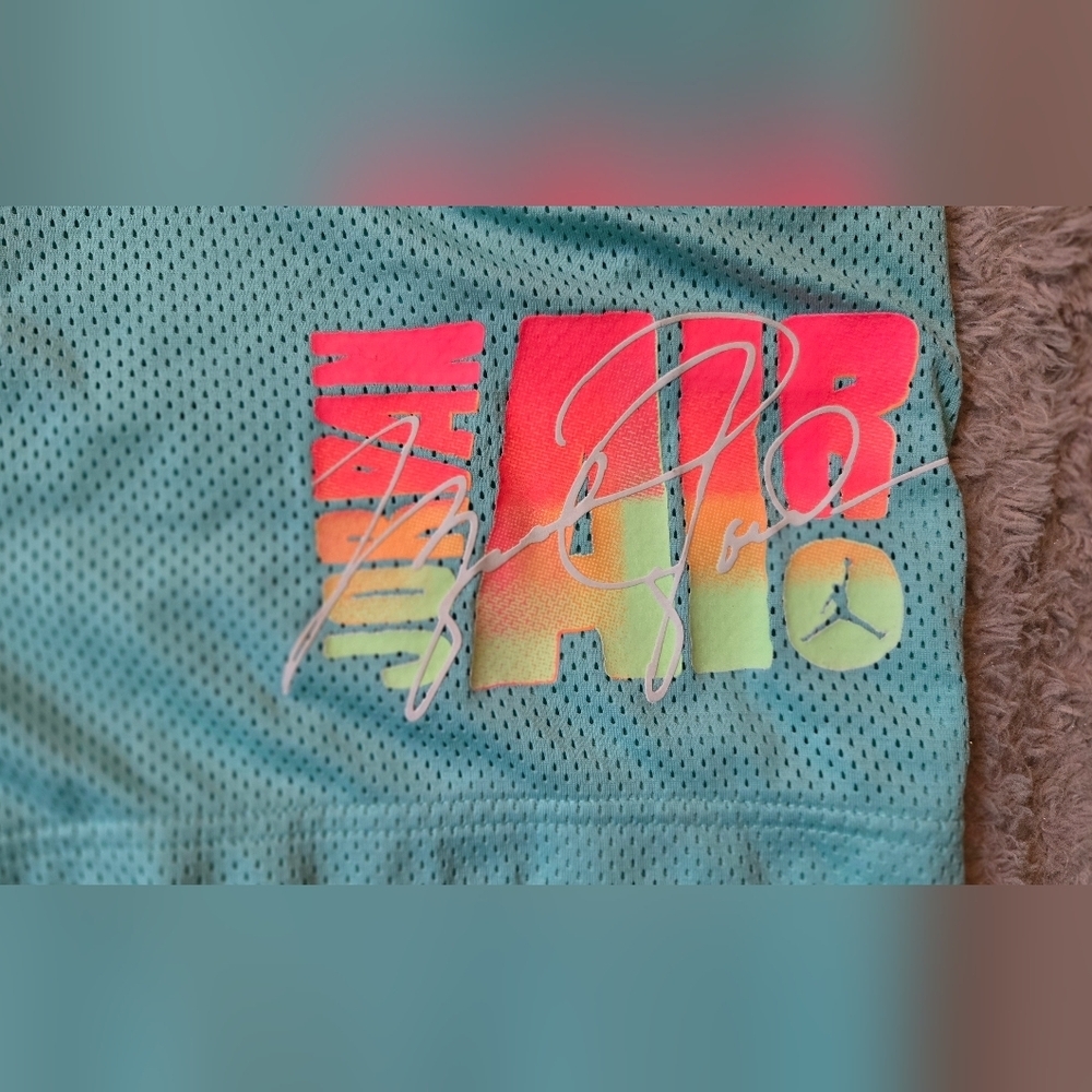 Air Jordan Dry-fit Teal Mesh Shorts with 90's Retro Logo - Picture 4 of 5